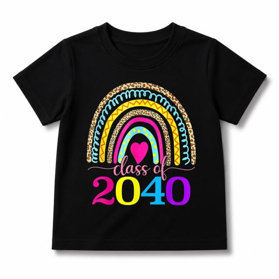 Cute Graphic Class Of 2040 Grow With Me Graduation First Day Rainbow T-Shirt