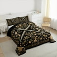 thumbnail image 3 of Manfei Retro Rustic Flower Full Size Comforter Sets,Country Floral Bedding Comforter Set,Brown Black Bedding Sets For Girl Boy,Luxury Bedroom Decor Reversible,3 Pieces, 3 of 8