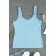 thumbnail image 2 of ABPHQTO Camiseta de tirantes de canalé con tachuelas azul cielo para mujer, 2 of 5