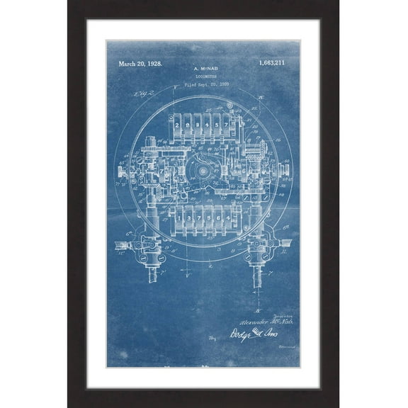 "Logometer 1920 Blueprint" Framed Painting Print