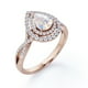 thumbnail image 4 of JeenMata Anillo de Compromiso de 1,75 Quilates con Piedra Lunar Arcoíris y Moissanita en Forma de Almendra, Doble Racimo, Banda Retorcida Pavé, Baño de Oro Rosa de 18 K sobre Plata, 4 of 6