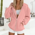 thumbnail image 6 of VISALY Womens Zip Up Hoodies Sweater Jacket Women Winter Warm Fashion Long Sleeve Loose Solid Color Zipper Pocket Sweatershirt Coat Casual Sweaters Tunic Sweater Long Sleeve Sweaters Hot Pink L, 6 of 8