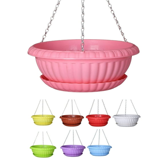 11 inch Self-Watering Hanging Planters, Garden Flower Plant Pot Container, Hanging Basket Planter with Drainer and Chain for Indoor Outdoor Use