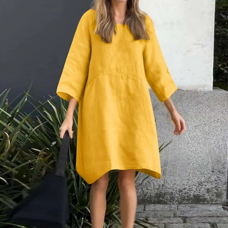 MIUOWANP Cotton and Linen Dresses for Women 2024 Plus Size Hot