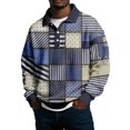 thumbnail image 4 of LWavelet Men's Denim Patchwork Polo Shirt - Retro Vibe, Perfect for Casual Leisure & Spring Outfits Royal Blue XL, 4 of 5