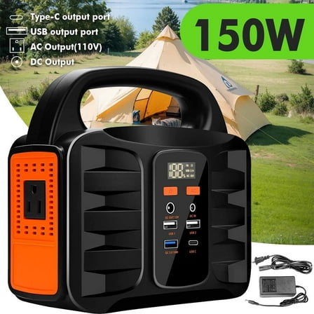 AIMAYA Portable Power Station, 155Wh 42000mAh Outdoor Generator Solar with 110V/150W AC Outlet,Power Box Camping