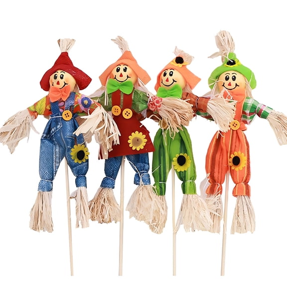 Set of 6 Standing Halloween Scarecrow Doll Figurines for Garden Yard and Porch Fall Decor