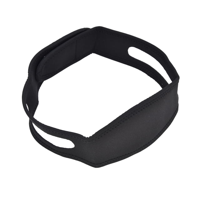 Sangle de Menton Réglable Anti-Ronflement Bandeau Respirant en Nylon pour Hommes Femmes Noir