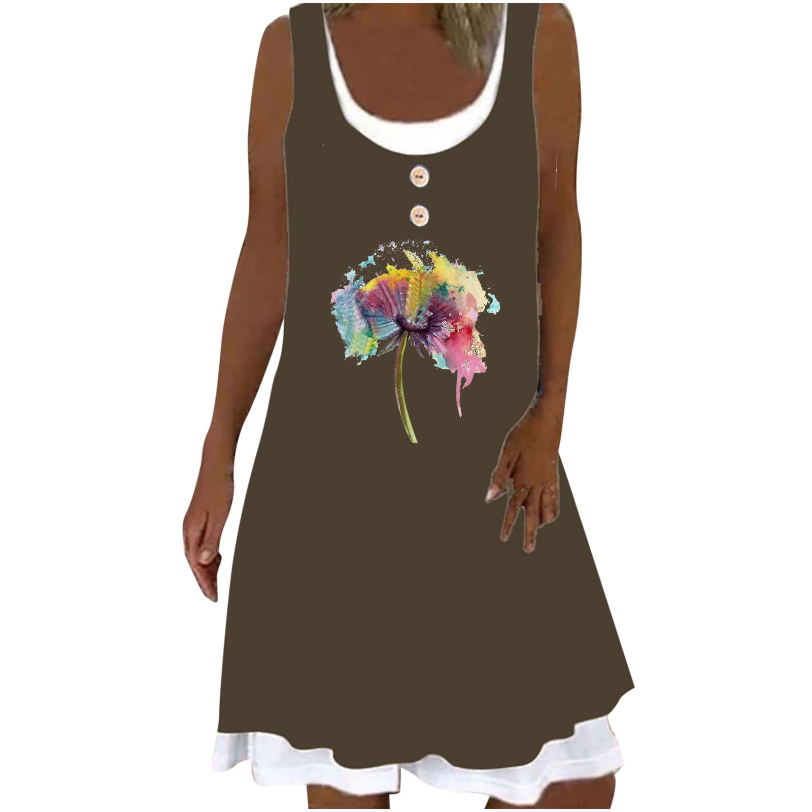 Sleeveless Printed Vest Dress 