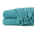 thumbnail image 3 of Chanasya Textured Knitted Super Soft Throw Blanket With Tassels Cozy Plush Lightweight Fluffy Woven Blanket for Bed Sofa Couch Cover Living Bed Room Acrylic Blue Throw Blanket (50x65 Inches) Aqua, 3 of 3