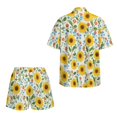 thumbnail image 5 of FKEKYI Sunflower Leaf Print Womens Summer Short Set 2 Piece Sets Vacation Outfits Open Front Shirt Top & Shorts with Elastic Waist Beachwear Lounge Set, XL, 5 of 7