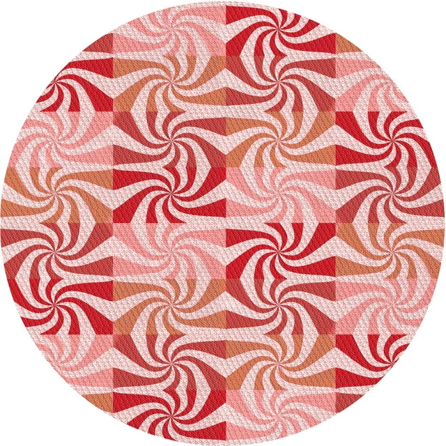 Ahgly Company Machine Washable Indoor Round Transitional Deep Rose Pink Area Rugs, 6' Round