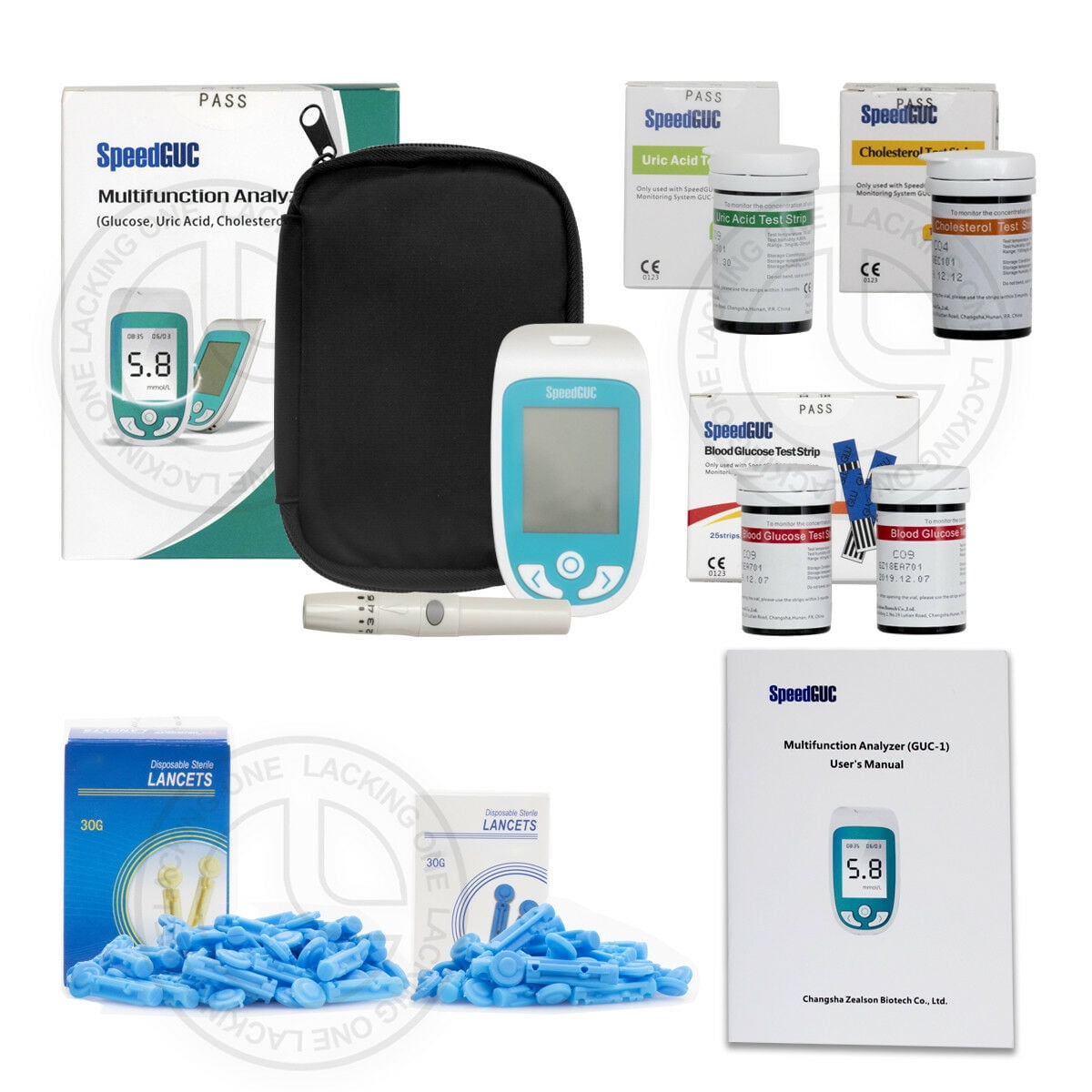 SpeedGUC Blood Glucose Cholesterol Uric Monitor Meter 3In1 Self Testing