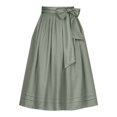thumbnail image 4 of Kids Solid Bow Tie Waist Midi Skirt, High Waist Pleated Flowy A-Line Long Skirt with Contrast Ribbon Bow for Girls 3-12 Years Daily Party Vintage Casual Bottoms(Army Green,3-12 Years), 4 of 4
