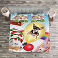 thumbnail image 3 of Ambesonne Animal Quilted Bedspread Set 3 Pcs, Rainbow Candies Animals, Queen Size, Multicolor, 3 of 3