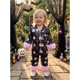 thumbnail image 5 of Cjfdfy Newborn Baby Girls Halloween Silk Romper Pajamas Pumpkin Ghost Print Fuzzy Trim Long Sleeve Satin Jumpsuit Cute Newborn Halloween Fall Winter Nightgown Clothes, 5 of 9