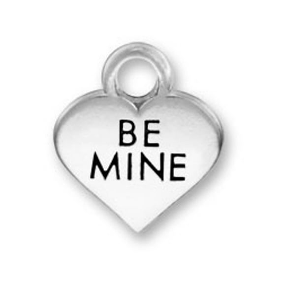Sterling Silver 16" 1mm Box Chain BE MINE Valentines Candy Heart Pendant Necklace
