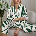 thumbnail image 6 of Vsdgher Palm Branch With Leaves Pajamas Set Long Sleeve Sleepwear Womens Button Down Nightwear Pj Sets-Medium, 6 of 7