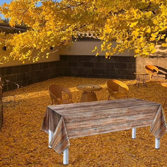 Tablecloth 1 Brown Wood Grain Tablecloth Rustics Style Plastic Tablecloth For Rectangular Table Vintage Farmhouses Tablecloth Decoration For Western Barn Birthday Wedding Table Cloth