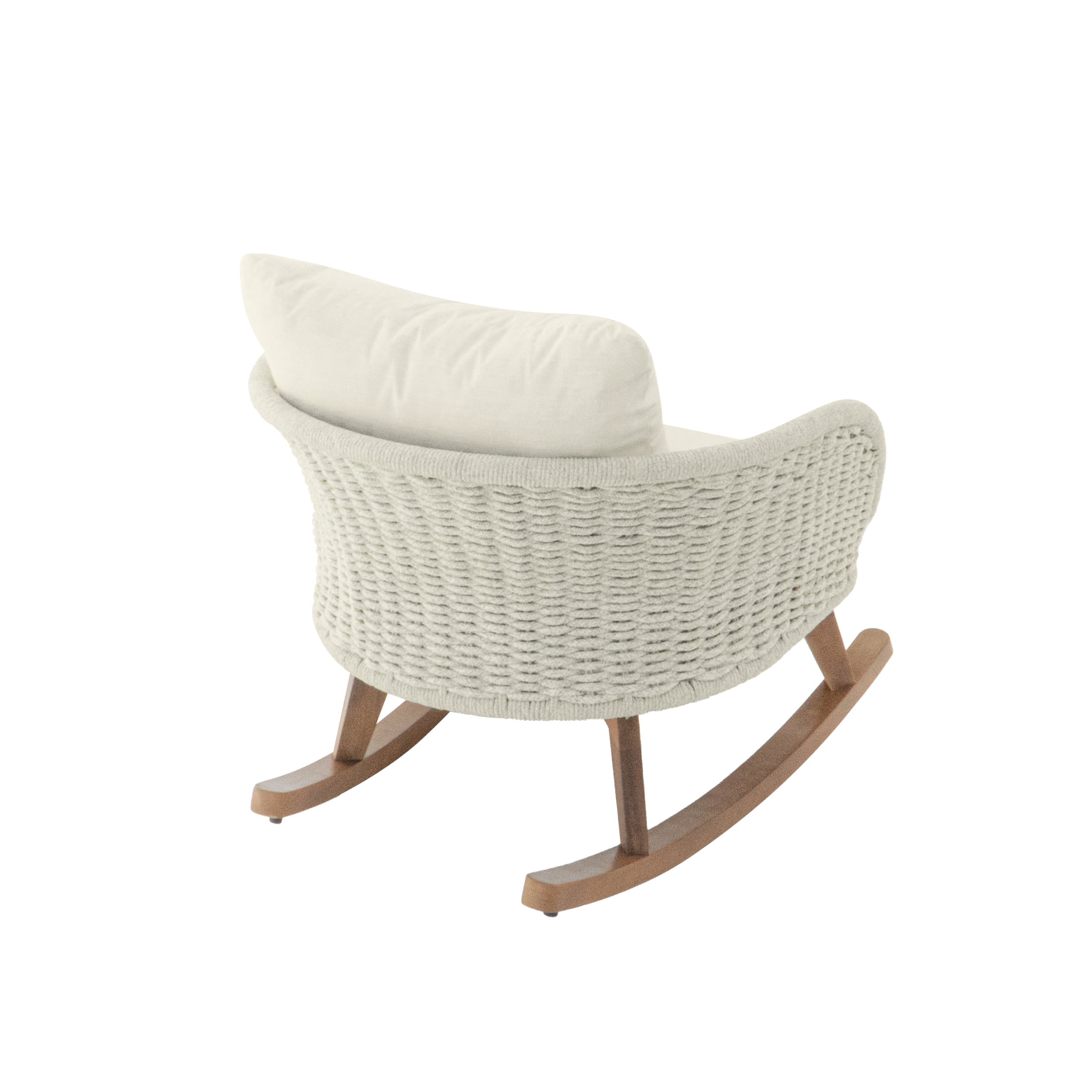 Christopher Knight Home Outdoor Wicker Rocking Chair with Cushions, Solid Wood Frame, Beige