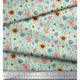 thumbnail image 2 of Soimoi Rayon Fabric Leaves,Bird & Anemone Floral Decor Fabric Printed Yard 42 Inch Wide, 2 of 3