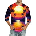 thumbnail image 1 of Camisetas de Manga Larga para Hombres Tres Cuartos de Manga Hawaii Impresión Movimiento Culturismo Camiseta, Mezcla de Poliéster de Lino de Algodón, 1 of 9
