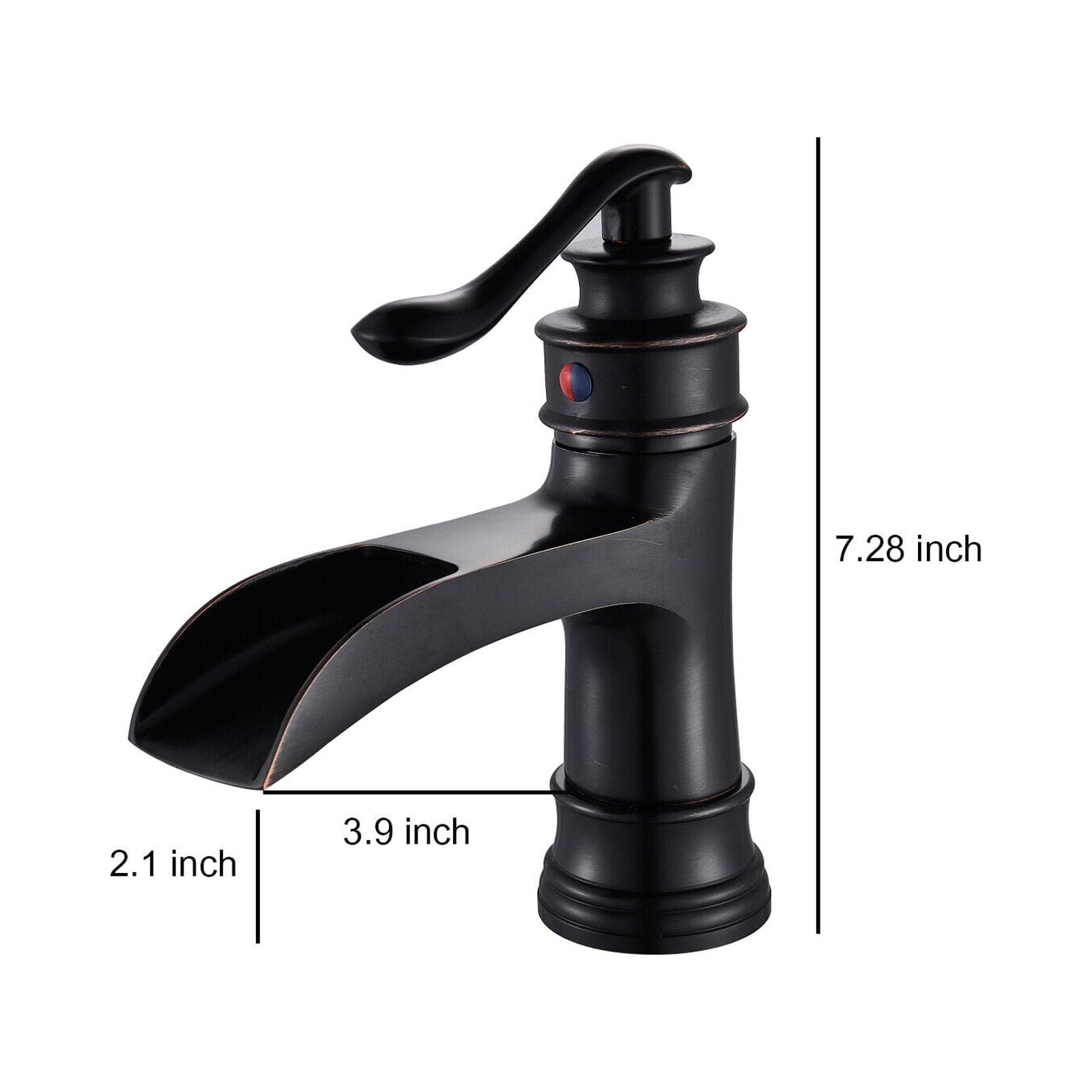 Zovajonia BWE Bathroom Sink Faucet Oil Rubbed Bronze Lavatory Waterfall Faucet One-Handle