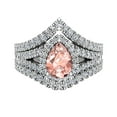 thumbnail image 4 of Wedding Ring Set 14K White Gold Solitaire Enhancer Look Diamond Bands Pear Morganite, 4 of 5