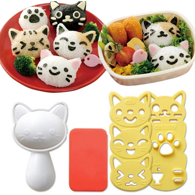 Juego de moldes para bolas de arroz, molde para bolas de arroz con diseño de gato, molde para Sushi, molde para Sushi, cocina, molde para arroz, sándwich, herramientas de cocina DIY Fason MZQ-0848