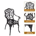 thumbnail image 3 of Ensemble Bistro d'Extérieur en Aluminium Coulé Résistant à la Rouille – Table de Patio 3 Pcs et 2 Chaises avec Trou pour Parasol – Résistant aux Intempéries, Design Classique pour Jardin, Balcon, Véranda – Fini Noir, 3 of 8