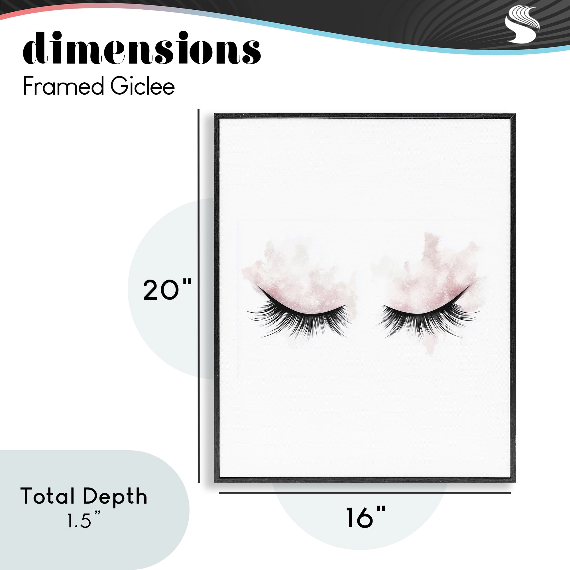 Pastel Pink Makeup & Lashes Black Framed Giclee Art, design by Christine Simpson Art