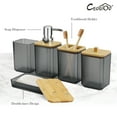 thumbnail image 6 of CERBIOR Bamboo Bathroom Accessory Set, 8 Pieces Bath Set- Practical Toilet Kit for Home Washing Room, Matte Black, 6 of 10