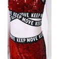 thumbnail image 7 of TiaoBug Kids Girls Sequins Dance Athletic Outfit Sleeveless Tank Jazz Crop Top with Shorts Set Red 12, 7 of 7