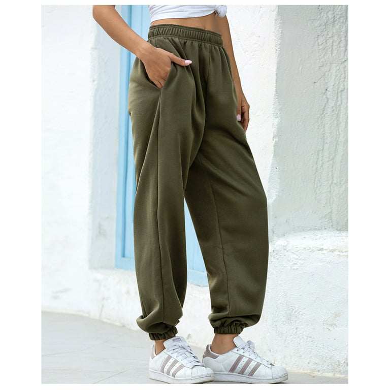 Womens Baggy Sweatpants Green Joggers for Women Relaxed Fit pockets  Oversized Streetwear
