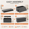 thumbnail image 3 of Tunmod 43" Folding Storage Ottoman Bench, Tufted Fabric Storage Bench with Thicker Foam Padded Seat, 660 lbs Capacity Footrest Toy Chest for Living Room, Bedroom, End of Bed, Dark Grey, 3 of 7