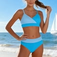 thumbnail image 6 of AHTJRT Girls Colorblock Bikini Sets Two Pieces Triangle Bathing Suits Slimming High Waisted Swimsuits Fashion Beach Surfing Swimwear Sky Blue 7-8 Years, 6 of 9