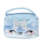 Claire's Girls Plush Icy Blue Husky Cosmetic Travel Case with Carrying Handle
