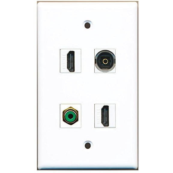 RiteAV - 2 Port HDMI 1 Port RCA Green 1 Port Toslink Wall Plate