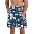 thumbnail image 2 of Uemuo Dental Pattern Men's Swim Trunks Hawaiian Beach Bathing Suit Swimsuits Beach Quick-Dry Shorts with Pockets-Large, 2 of 9