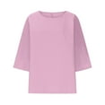 thumbnail image 4 of OKSALE Womens Plus Size 3/4 Sleeve T Shirts Crew Neck Loose Fit Tops Solid Color Basics Tees Fashion Casual Summer T Shirts 2025, 4 of 4
