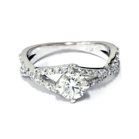 - 1 1/5 ct Diamond Engagement Ring 14K White Gold Solitaire Round Brilliant Cut