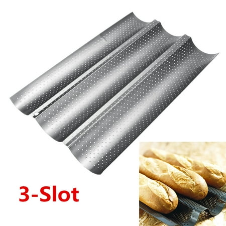 15 inch French Bread Pan Baguette Baking Tray Perforated 3/2-slot Non Stick Bake, Baking Tools,Bread