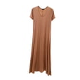 thumbnail image 3 of Asxite Womens Pajamas Solid Rayon Stretchy Breathable Crew Neck Short Sleeve Nightgowns, 3 of 5