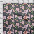thumbnail image 2 of oneOone Cotton Flex Gray Fabric Flower & Leaves Watercolor Quilting Print Sewing Fabric By The Yard 40 Inche Wide, 2 of 4