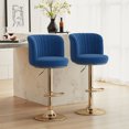 thumbnail image 3 of Farini 2-Pack Swivel Bar Stools, Adjustable Upholstered Counter Height Stools with Backrest & Metal Base for Kitchen Island, Dining Room, Blue, 3 of 7