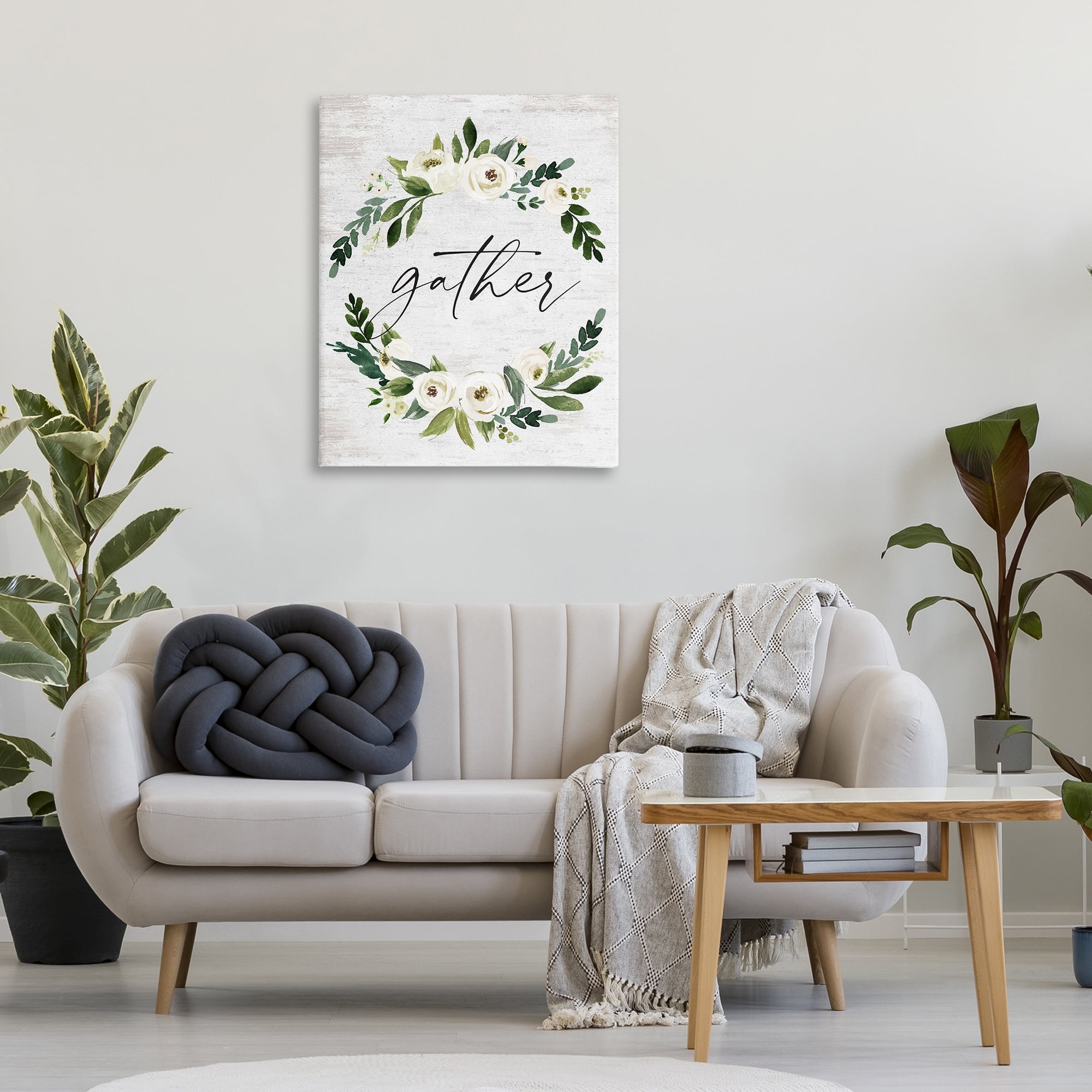 Stupell Industries Neutral Distressed Gather Botanical & Floral Painting Gallery Wrapped Canvas Art Print Wall Art, 30 x 40