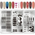 thumbnail image 1 of Juego de 3 placas de estampado de uñas con textura geométrica, diseño de líneas y cuadrícula, plantillas para manicura con rayas y estilo grafiti, placas minimalistas para uñas con imágenes., 1 of 7