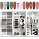 thumbnail image 1 of Juego de 3 placas de estampado de uñas con textura geométrica, diseño de líneas y cuadrícula, plantillas para manicura con rayas y estilo grafiti, placas minimalistas para uñas con imágenes., 1 of 7