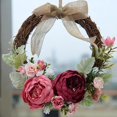 thumbnail image 5 of Corona para puerta, peonía artificial que no se decolora, 10,2 pulgadas, colgante decorativo para puerta de entrada, primavera, verano, pared o ventana, rojo rosa, cm, 5 of 5