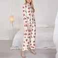 thumbnail image 3 of Fotbe Hand Drawn Strawberry Pattern Long Sleeve Pajama Set for Women,Sleepwear Set,2-piece Loungewear Set,Soft PJs Comfy Nightwear with Pockets -Large, 3 of 7